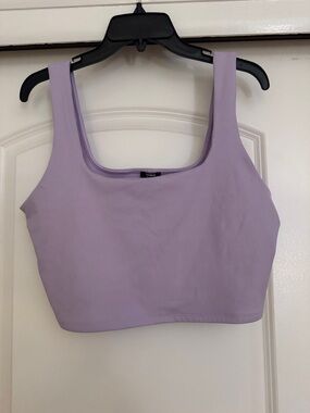 Express Ribbed Square-Neck Cropped Tank Top - Lavender